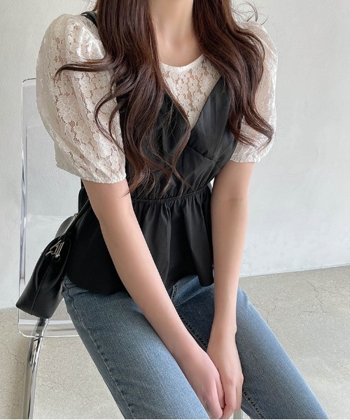 SONA（ソナ）の「SONYUNARA フラワーレースビスチェブラウス（シャツ/ブラウス・レディース・ブラック・FREE）」の8枚目の写真