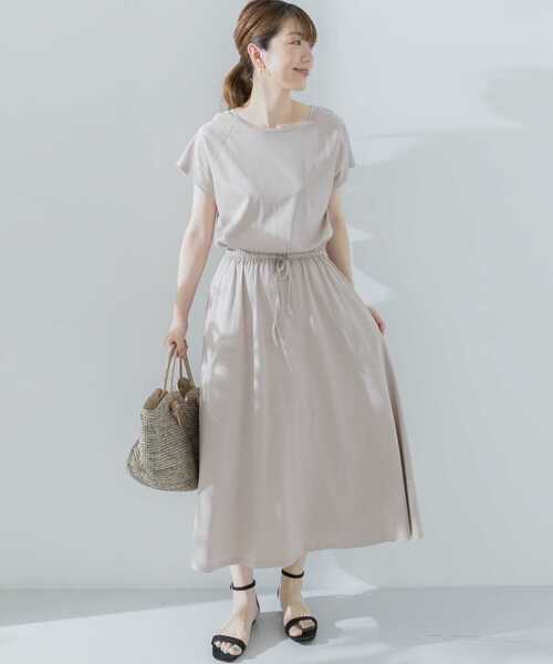 URBAN RESEARCH Sonny Label（アーバンリサーチサニーレーベル）の「【WEB限定】フレンチラグランフレアワンピース（ワンピース・レディース・ネイビー/グレー系その他/ピンクベージュ・FREE）」の13枚目の写真