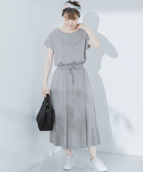 URBAN RESEARCH Sonny Label（アーバンリサーチサニーレーベル）の「【WEB限定】フレンチラグランフレアワンピース（ワンピース・レディース・ネイビー/グレー系その他/ピンクベージュ・FREE）」の16枚目の写真