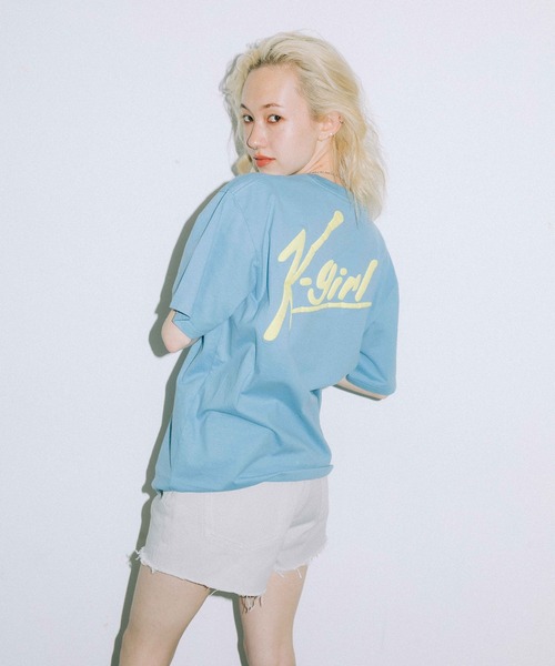 X-girl（エックスガール）の「HANDWRITING LOGO S/S TEE（Tシャツ/カットソー・レディース・ホワイト/ライトブルー/ブラック/ピンク・M/XL/L/S）」の3枚目の写真