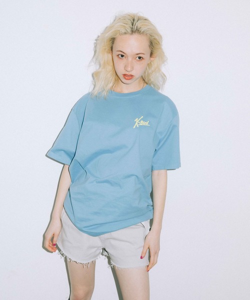 X-girl（エックスガール）の「HANDWRITING LOGO S/S TEE（Tシャツ/カットソー・レディース・ホワイト/ライトブルー/ブラック/ピンク・M/XL/L/S）」の13枚目の写真