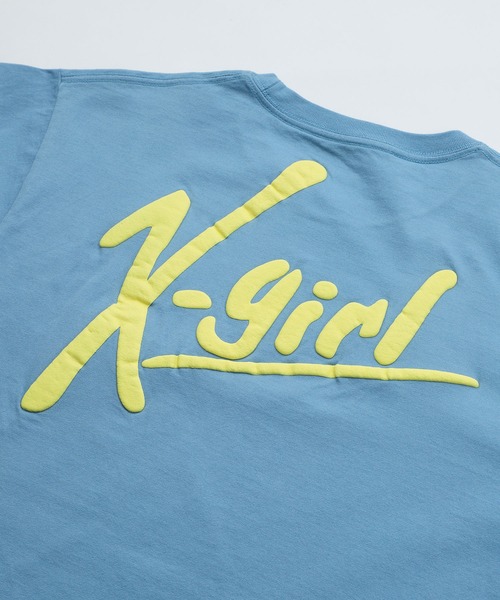 X-girl（エックスガール）の「HANDWRITING LOGO S/S TEE（Tシャツ/カットソー・レディース・ホワイト/ライトブルー/ブラック/ピンク・M/XL/L/S）」の14枚目の写真