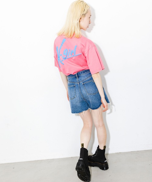 X-girl（エックスガール）の「HANDWRITING LOGO S/S TEE（Tシャツ/カットソー・レディース・ホワイト/ライトブルー/ブラック/ピンク・M/XL/L/S）」の18枚目の写真