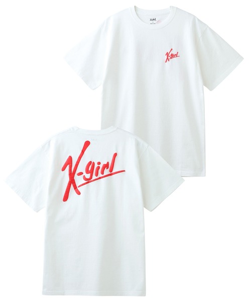 X-girl（エックスガール）の「HANDWRITING LOGO S/S TEE（Tシャツ/カットソー・レディース・ホワイト/ライトブルー/ブラック/ピンク・M/XL/L/S）」の16枚目の写真