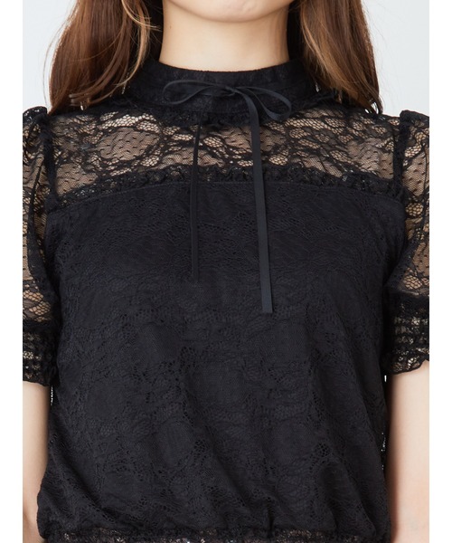 Ank Rouge レースハイネックニット ブラック M Ank Rouge レースハイネックニット ブラック M