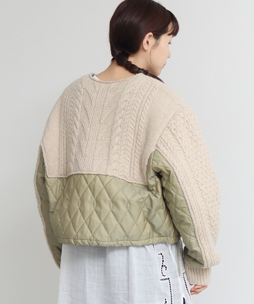 cardo fabrica（カルドファブリカ）の「ニット × キルティングブルゾン（ブルゾン・レディース・ブラック/ライトカーキ・FREE）」の7枚目の写真