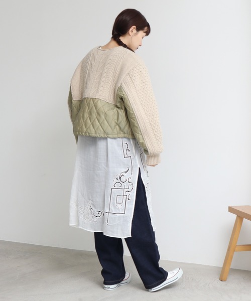 cardo fabrica（カルドファブリカ）の「ニット × キルティングブルゾン（ブルゾン・レディース・ブラック/ライトカーキ・FREE）」の12枚目の写真