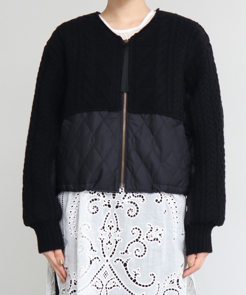 cardo fabrica（カルドファブリカ）の「ニット × キルティングブルゾン（ブルゾン・レディース・ブラック/ライトカーキ・FREE）」の20枚目の写真