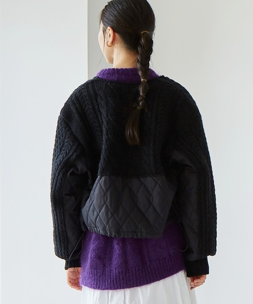 cardo fabrica（カルドファブリカ）の「ニット × キルティングブルゾン（ブルゾン・レディース・ブラック/ライトカーキ・FREE）」の15枚目の写真