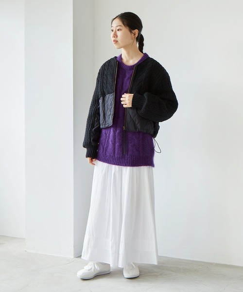 cardo fabrica（カルドファブリカ）の「ニット × キルティングブルゾン（ブルゾン・レディース・ブラック/ライトカーキ・FREE）」の16枚目の写真