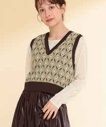 Ray BEAMS | Ray BEAMS / ジャカード Vネック ベスト(ベスト)