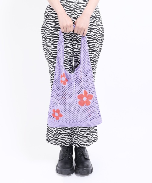 WC（ダブル シー）の「フラワーニットトートバッグ（トートバッグ・レディース・パープル/オレンジ/グリーン/アイボリー・FREE）」の8枚目の写真