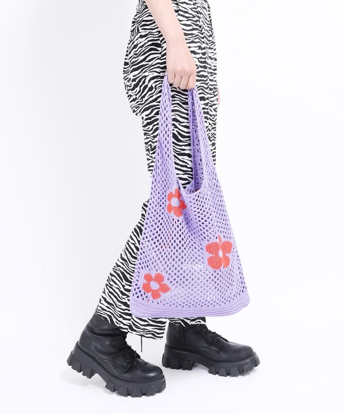 WC（ダブル シー）の「フラワーニットトートバッグ（トートバッグ・レディース・パープル/オレンジ/グリーン/アイボリー・FREE）」の19枚目の写真