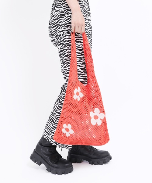 WC（ダブル シー）の「フラワーニットトートバッグ（トートバッグ・レディース・パープル/オレンジ/グリーン/アイボリー・FREE）」の12枚目の写真