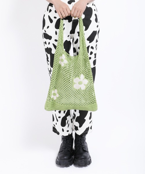 WC（ダブル シー）の「フラワーニットトートバッグ（トートバッグ・レディース・パープル/オレンジ/グリーン/アイボリー・FREE）」の9枚目の写真