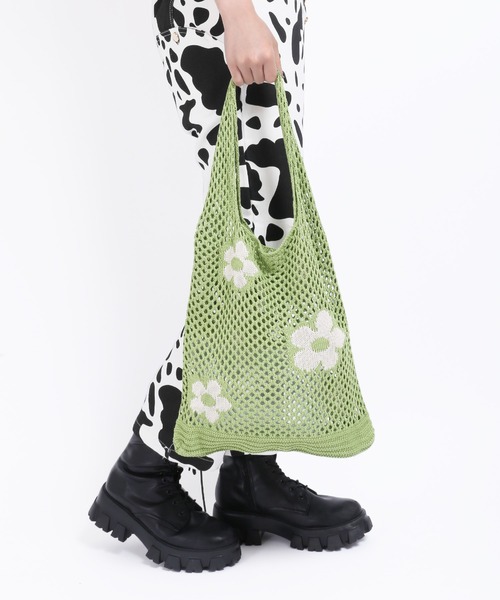 WC（ダブル シー）の「フラワーニットトートバッグ（トートバッグ・レディース・パープル/オレンジ/グリーン/アイボリー・FREE）」の20枚目の写真