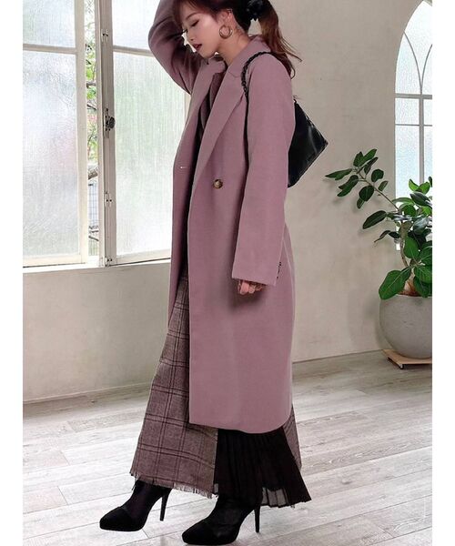 RESEXXY（リゼクシー）の「ミドルチェスターコート（チェスターコート・レディース・ブラック/ベージュ/ピンク/ブルー/ワイン・FREE）」の4枚目の写真