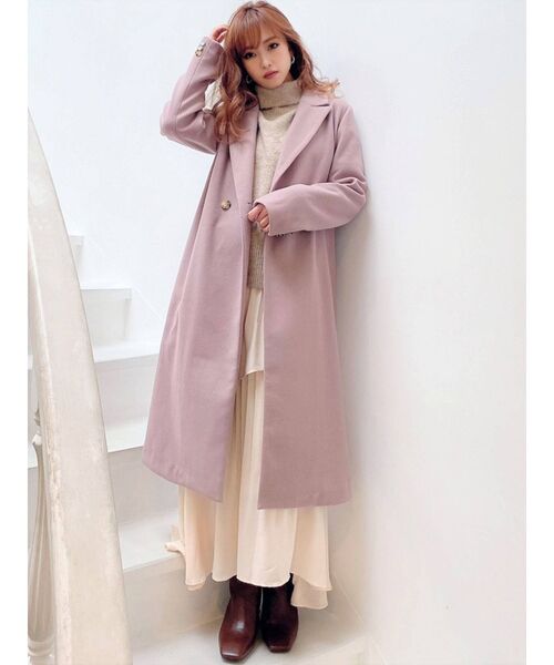 RESEXXY（リゼクシー）の「ミドルチェスターコート（チェスターコート・レディース・ブラック/ベージュ/ピンク/ブルー/ワイン・FREE）」の15枚目の写真