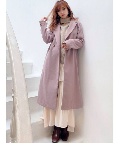 RESEXXY（リゼクシー）の「ミドルチェスターコート（チェスターコート・レディース・ブラック/ベージュ/ピンク/ブルー/ワイン・FREE）」の16枚目の写真