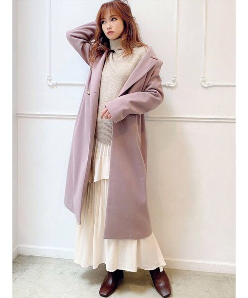 RESEXXY（リゼクシー）の「ミドルチェスターコート（チェスターコート・レディース・ブラック/ベージュ/ピンク/ブルー/ワイン・FREE）」の18枚目の写真