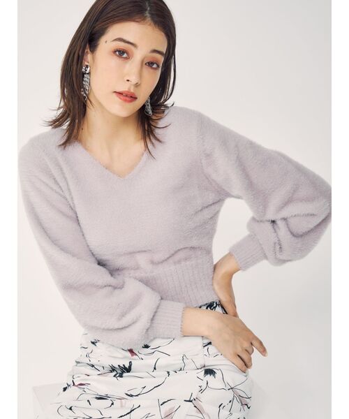 MERCURYDUO（マーキュリーデュオ）の「2WAYバルーンスリーブミニシャギーニット（ニット/セーター・レディース・ブラウン/ブルー/アイボリー/ベビーピンク・FREE）」の4枚目の写真