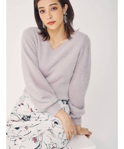 MERCURYDUO（マーキュリーデュオ）の「2WAYバルーンスリーブミニシャギーニット（ニット/セーター・レディース・ブラウン/ブルー/アイボリー/ベビーピンク・FREE）」の14枚目の写真