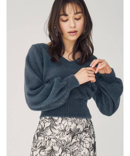 MERCURYDUO（マーキュリーデュオ）の「2WAYバルーンスリーブミニシャギーニット（ニット/セーター・レディース・ブラウン/ブルー/アイボリー/ベビーピンク・FREE）」の12枚目の写真