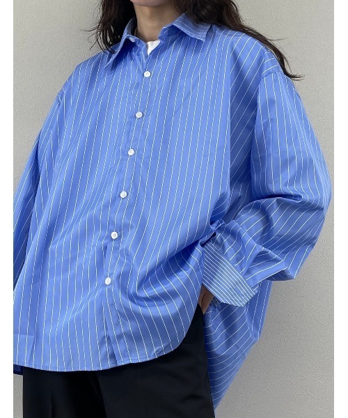 ASTRAL（アストラル）の「【Astral】stripe oversized long sleeve shirt（シャツ/ブラウス・メンズ・スカイブルー/ダークグレー・ONE SIZE）」の2枚目の写真