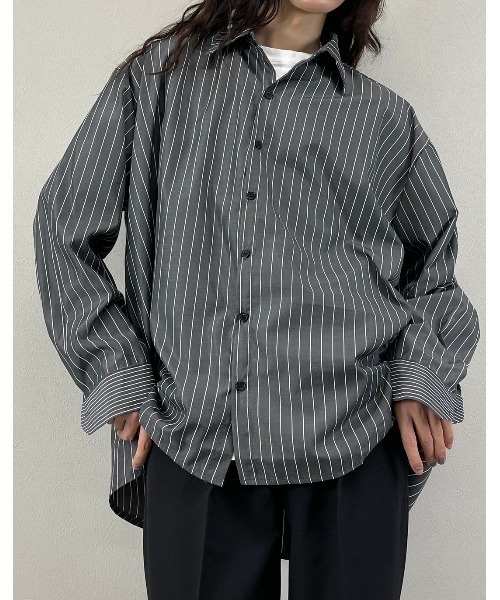 ASTRAL（アストラル）の「【Astral】stripe oversized long sleeve shirt（シャツ/ブラウス・メンズ・スカイブルー/ダークグレー・ONE SIZE）」の5枚目の写真