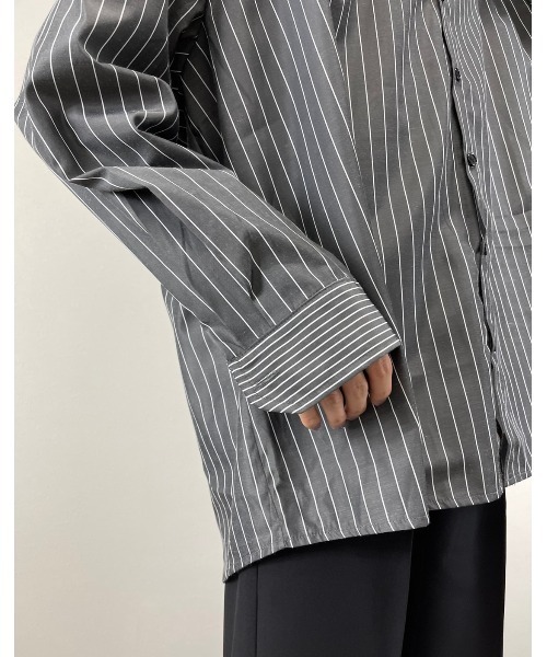 ASTRAL（アストラル）の「【Astral】stripe oversized long sleeve shirt（シャツ/ブラウス・メンズ・スカイブルー/ダークグレー・ONE SIZE）」の8枚目の写真