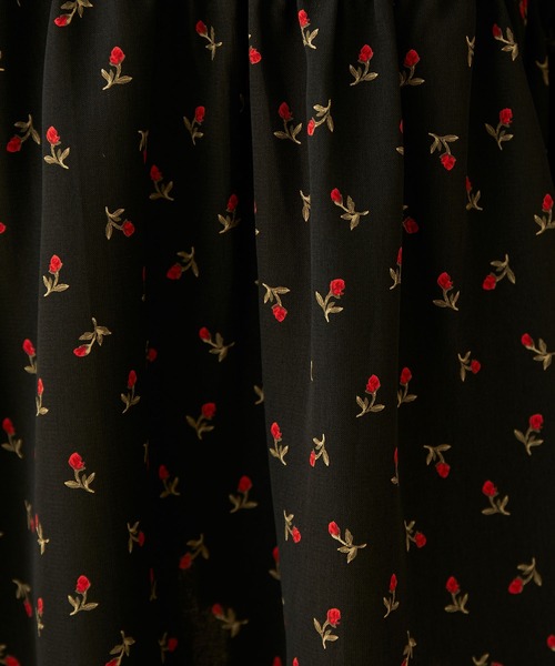 MADEMOISELLE ROPE'（マドモアゼル ロペ）の「<春まで使える>アシンメトリーフラワーティアードスカート（スカート・レディース・ブラック/グリーン・36/38）」の13枚目の写真