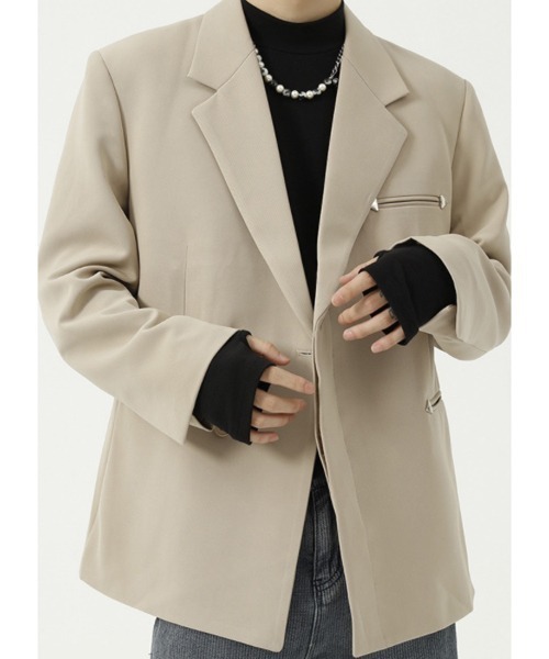 WESTBOY(ウエストボーイ)の「【WB ORIGINALS】Deformation Fly Front Tailored Jacket WO21W2OT17(テーラードジャケット・メンズ・ベージュ/ブラック・L/XL/M)」の7枚目の写真
