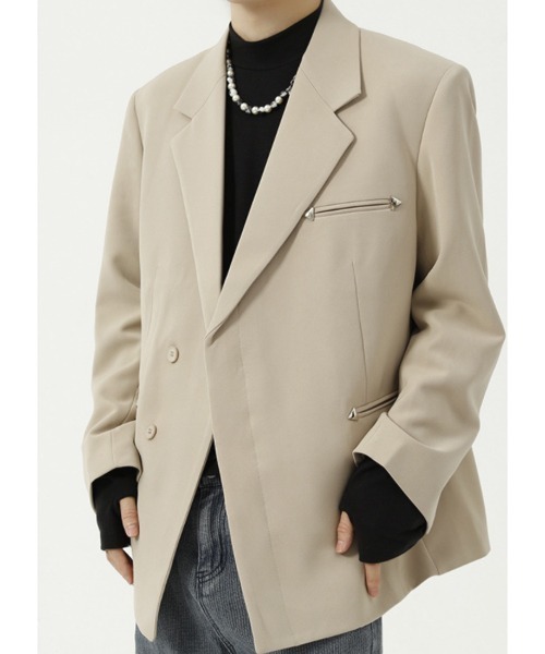 WESTBOY(ウエストボーイ)の「【WB ORIGINALS】Deformation Fly Front Tailored Jacket WO21W2OT17(テーラードジャケット・メンズ・ベージュ/ブラック・L/XL/M)」の8枚目の写真