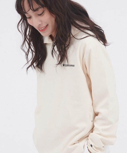 CONVERSE(コンバース)の「CONVERSE/コンバース ストレッチフリースパーカー(パーカー・レディース・ブラック/ブルー/パープル/オフホワイト/カーキ・M/L)」の2枚目の写真