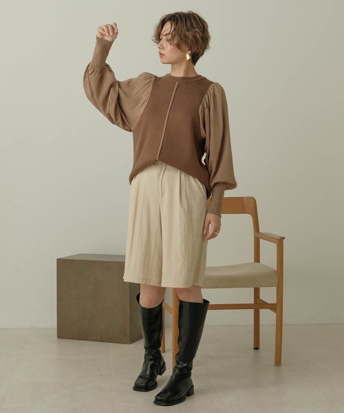 Bab（バブ）の「【WEB限定】袖ボリューム配色ニットトップス（ニット/セーター・レディース・ブラック/モカ/ピンクベージュ・M）」の18枚目の写真