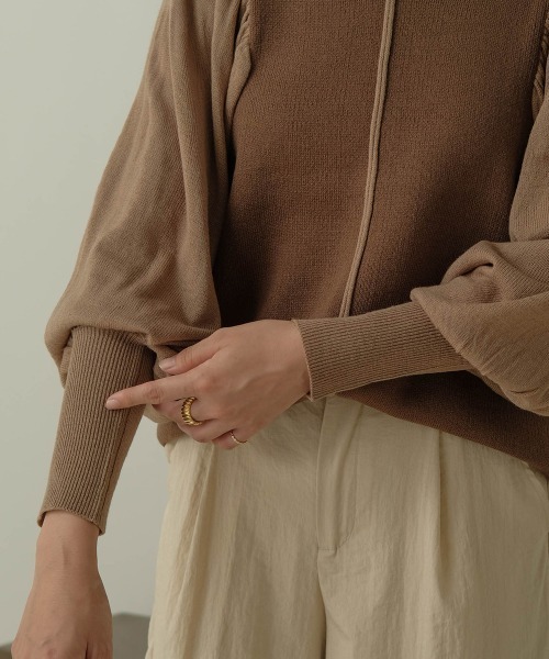 Bab（バブ）の「【WEB限定】袖ボリューム配色ニットトップス（ニット/セーター・レディース・ブラック/モカ/ピンクベージュ・M）」の11枚目の写真