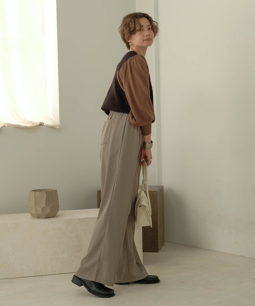 Bab（バブ）の「【WEB限定】袖ボリューム配色ニットトップス（ニット/セーター・レディース・ブラック/モカ/ピンクベージュ・M）」の5枚目の写真