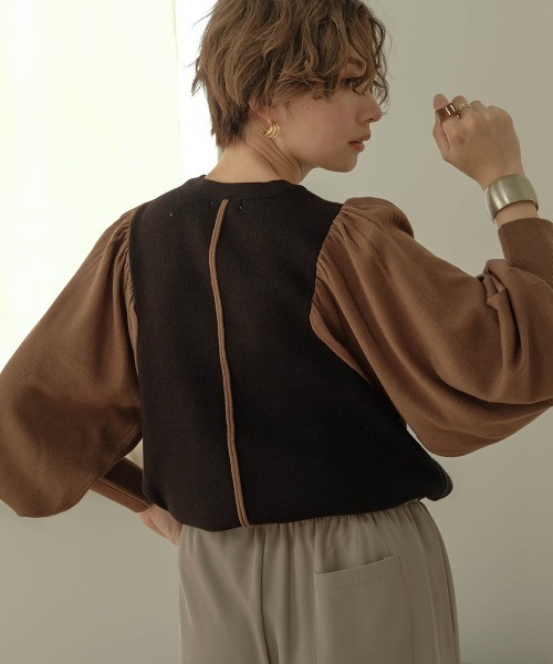 Bab（バブ）の「【WEB限定】袖ボリューム配色ニットトップス（ニット/セーター・レディース・ブラック/モカ/ピンクベージュ・M）」の22枚目の写真