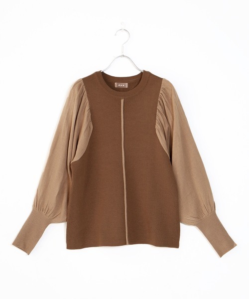 Bab（バブ）の「【WEB限定】袖ボリューム配色ニットトップス（ニット/セーター・レディース・ブラック/モカ/ピンクベージュ・M）」の20枚目の写真