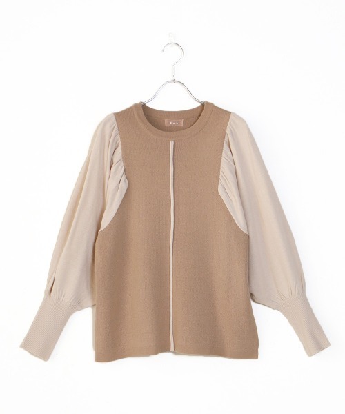 Bab（バブ）の「【WEB限定】袖ボリューム配色ニットトップス（ニット/セーター・レディース・ブラック/モカ/ピンクベージュ・M）」の10枚目の写真