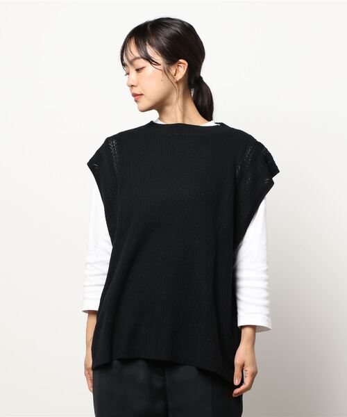 Te chichi(テチチ)の「透かし柄デザインニットベスト(ベスト・レディース・ブラック/ベージュ/ブラウン・フリ-)」の7枚目の写真