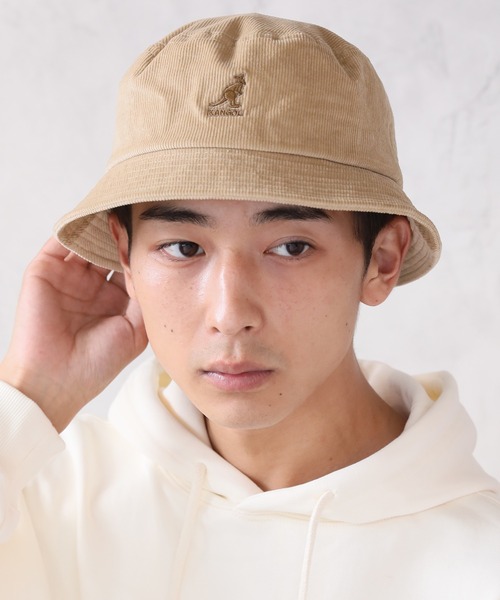 KANGOL（カンゴール）の「【KANGOL/カンゴール】コーデュロイ ワンポイントロゴバケットハット（ハット・メンズ・ブラック/ベージュ/ウッド・M/L）」の3枚目の写真