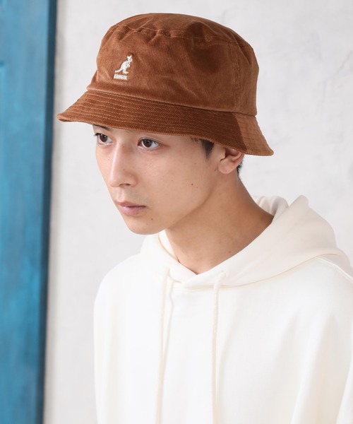 KANGOL（カンゴール）の「【KANGOL/カンゴール】コーデュロイ ワンポイントロゴバケットハット（ハット・メンズ・ブラック/ベージュ/ウッド・M/L）」の8枚目の写真