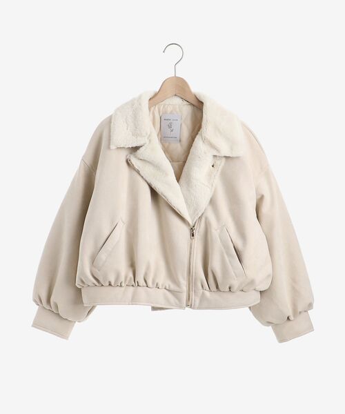 MAJESTIC LEGON（マジェスティックレゴン）の「ふわふわボリュームライダース（ライダースジャケット・レディース・アイボリー/ベージュ/モカ/ブラウン/オフホワイト/ホワイト・SMALL/MEDIUM）」の2枚目の写真