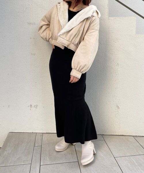 MAJESTIC LEGON（マジェスティックレゴン）の「ふわふわボリュームライダース（ライダースジャケット・レディース・アイボリー/ベージュ/モカ/ブラウン/オフホワイト/ホワイト・SMALL/MEDIUM）」の12枚目の写真