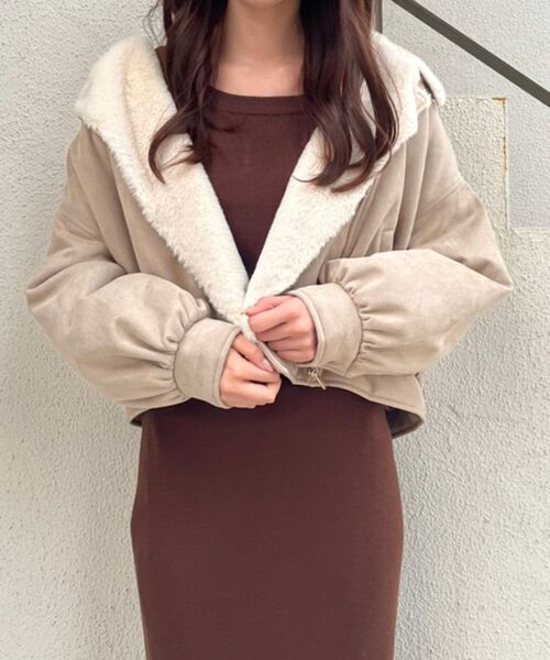 MAJESTIC LEGON（マジェスティックレゴン）の「ふわふわボリュームライダース（ライダースジャケット・レディース・アイボリー/ベージュ/モカ/ブラウン/オフホワイト/ホワイト・SMALL/MEDIUM）」の20枚目の写真