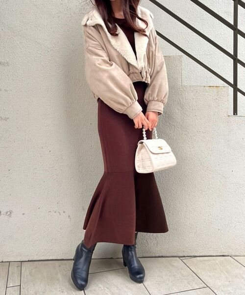 MAJESTIC LEGON（マジェスティックレゴン）の「ふわふわボリュームライダース（ライダースジャケット・レディース・アイボリー/ベージュ/モカ/ブラウン/オフホワイト/ホワイト・SMALL/MEDIUM）」の22枚目の写真