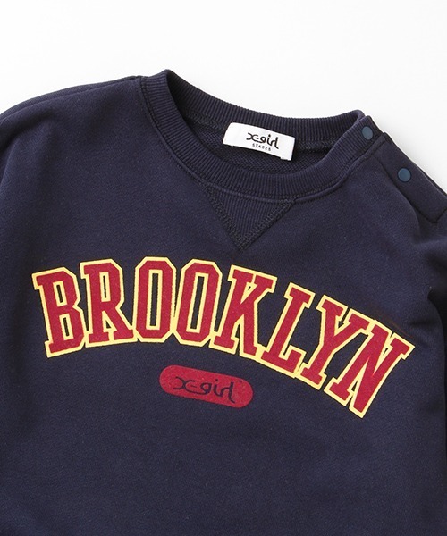 X-girl Stages（エックスガールステージス）の「カレッジロゴトレーナー（スウェット・キッズ・ネイビー/アイボリー/トップグレー・110cm/100cm/120cm/80ｃｍ/90cm/130cm/140cm）」の12枚目の写真