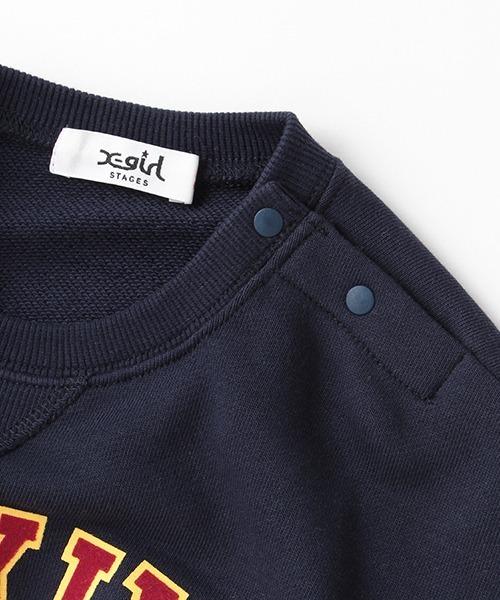 X-girl Stages（エックスガールステージス）の「カレッジロゴトレーナー（スウェット・キッズ・ネイビー/アイボリー/トップグレー・110cm/100cm/120cm/80ｃｍ/90cm/130cm/140cm）」の9枚目の写真