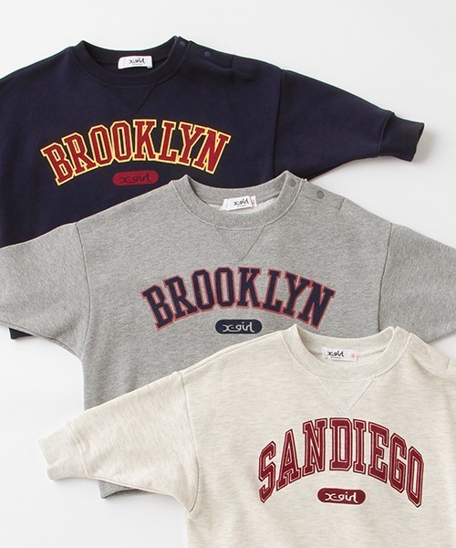 X-girl Stages（エックスガールステージス）の「カレッジロゴトレーナー（スウェット・キッズ・ネイビー/アイボリー/トップグレー・110cm/100cm/120cm/80ｃｍ/90cm/130cm/140cm）」の6枚目の写真